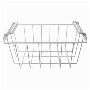 Hvid trådkurv til Vestfrost kummefryser - med to vippehåndtag.